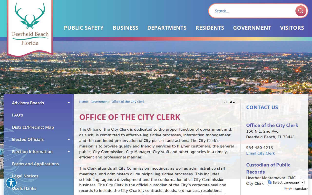 Deerfield Beach residents directory City Clerk source