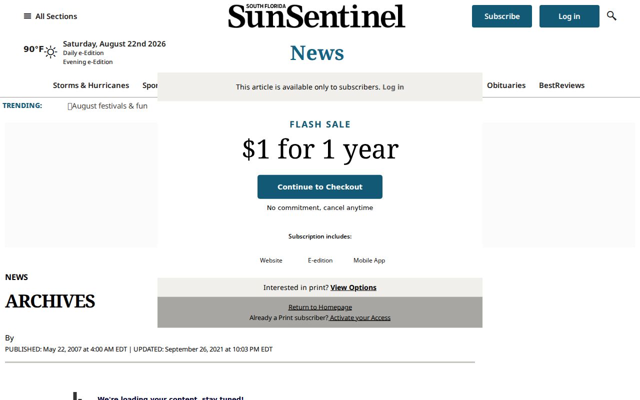 Sun Sentinel archive search used for Deerfield Beach previous residents