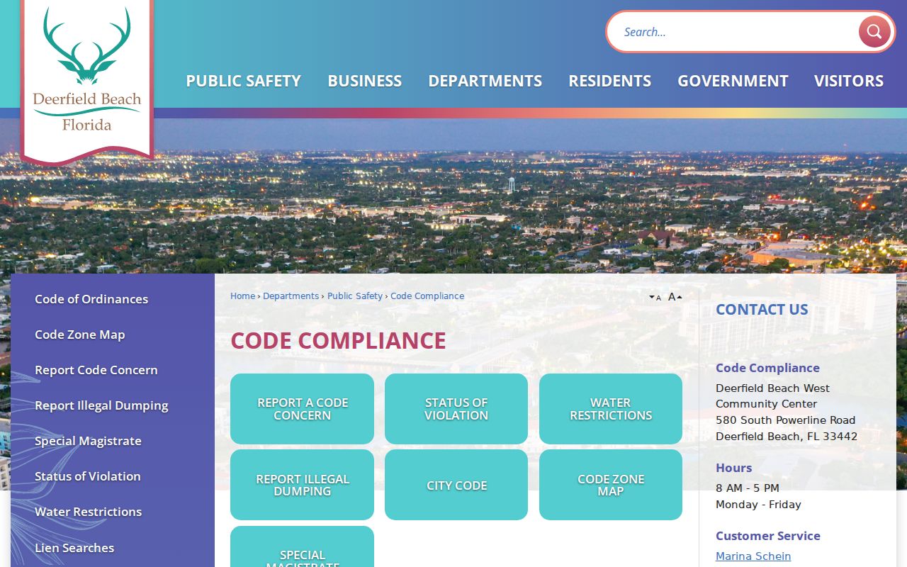 Deerfield Beach street directory code compliance